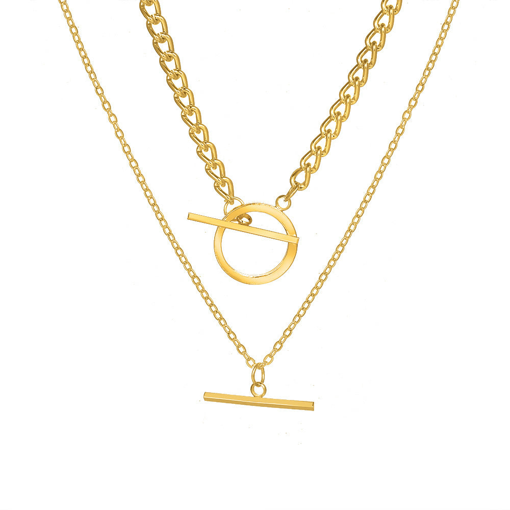 Eclipse Circle Necklace-Golden Aura Layered Necklace