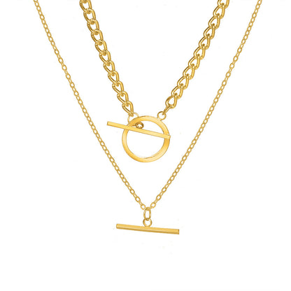 Eclipse Circle Necklace-Golden Aura Layered Necklace