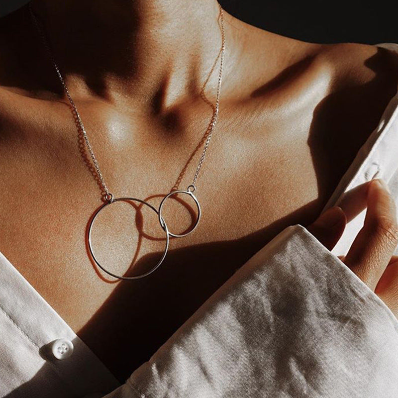 Eclipse Circle Necklace-Golden Aura Layered Necklace