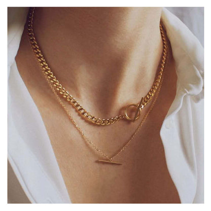 Eclipse Circle Necklace-Golden Aura Layered Necklace