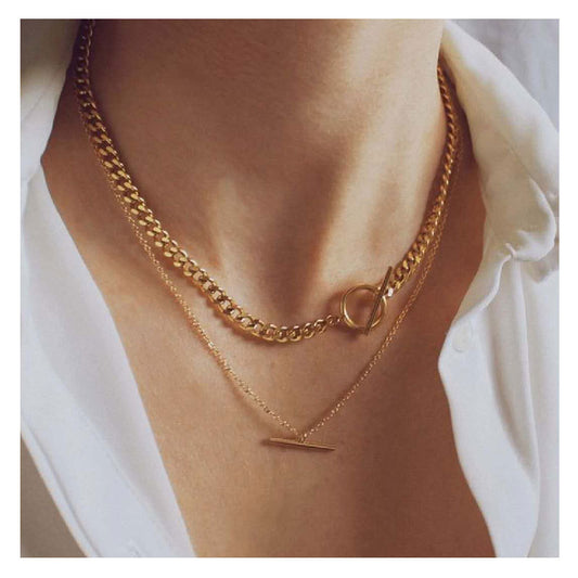 Eclipse Circle Necklace-Golden Aura Layered Necklace